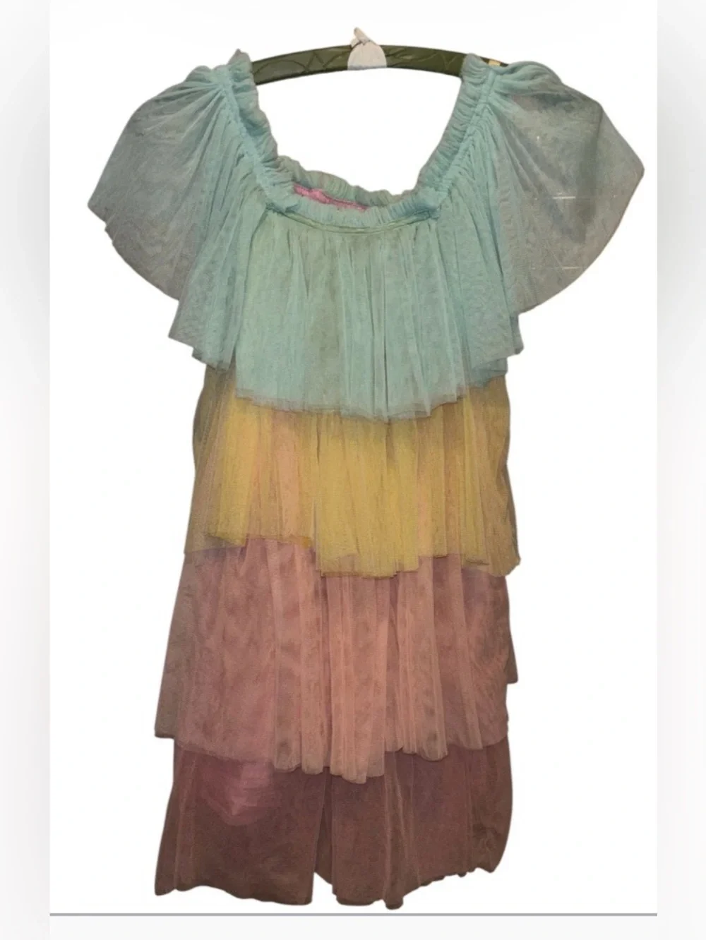 Meri Meri Rainbow Princess Dress - Mint, Yellow & Pink EUC Size 3-4